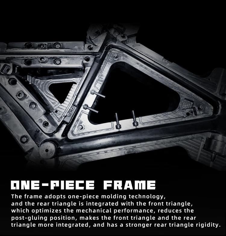 Heavy duty alloy mold showing the advanced one-piece molding carbon fiber technology used to integrate the front and rear triangle of Permeants frames at the factory.